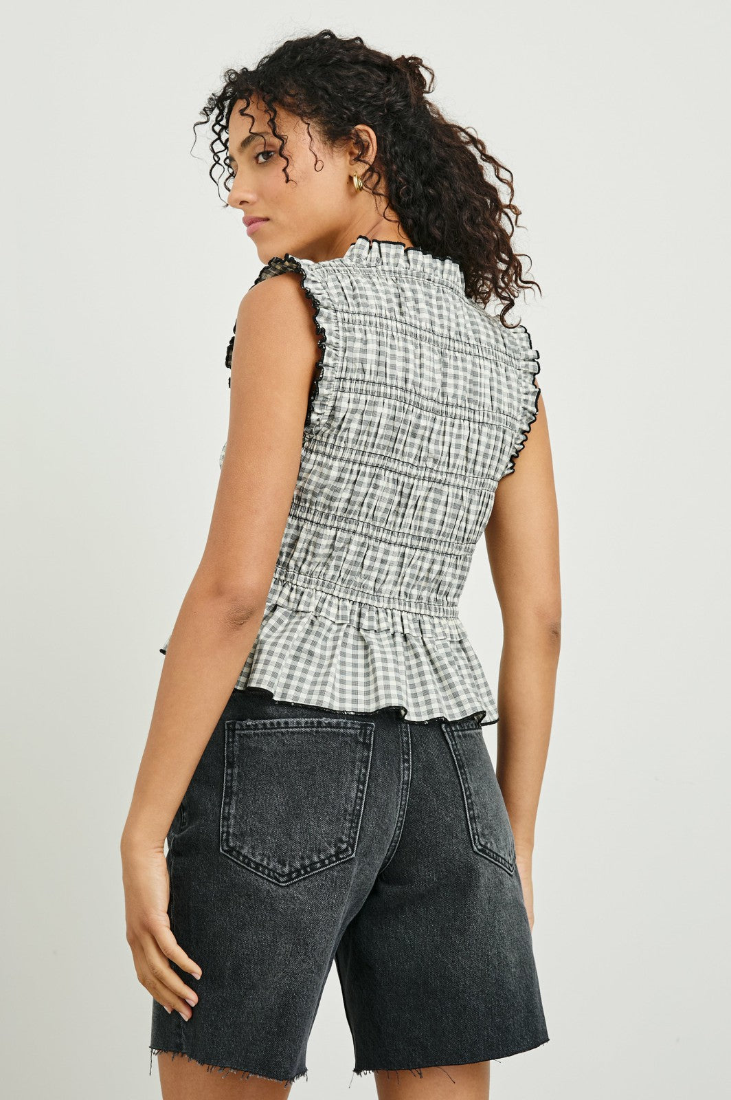 MARTINE TOP - IVORY JET GINGHAM| Rails near me