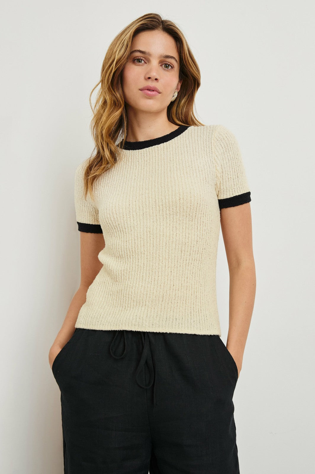 MEREDITH TOP - IVORY BLACK| Rails US