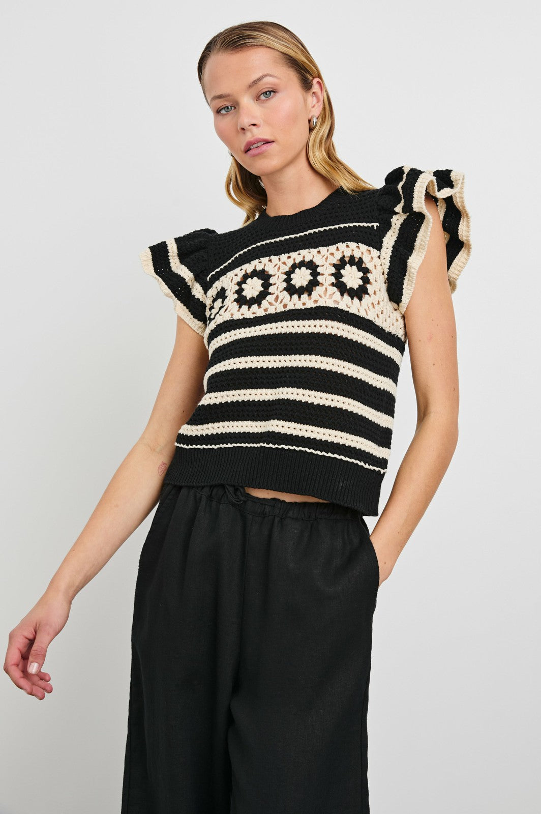 PENELOPE TOP - BLACK IVORY STRIPE| Rails near me