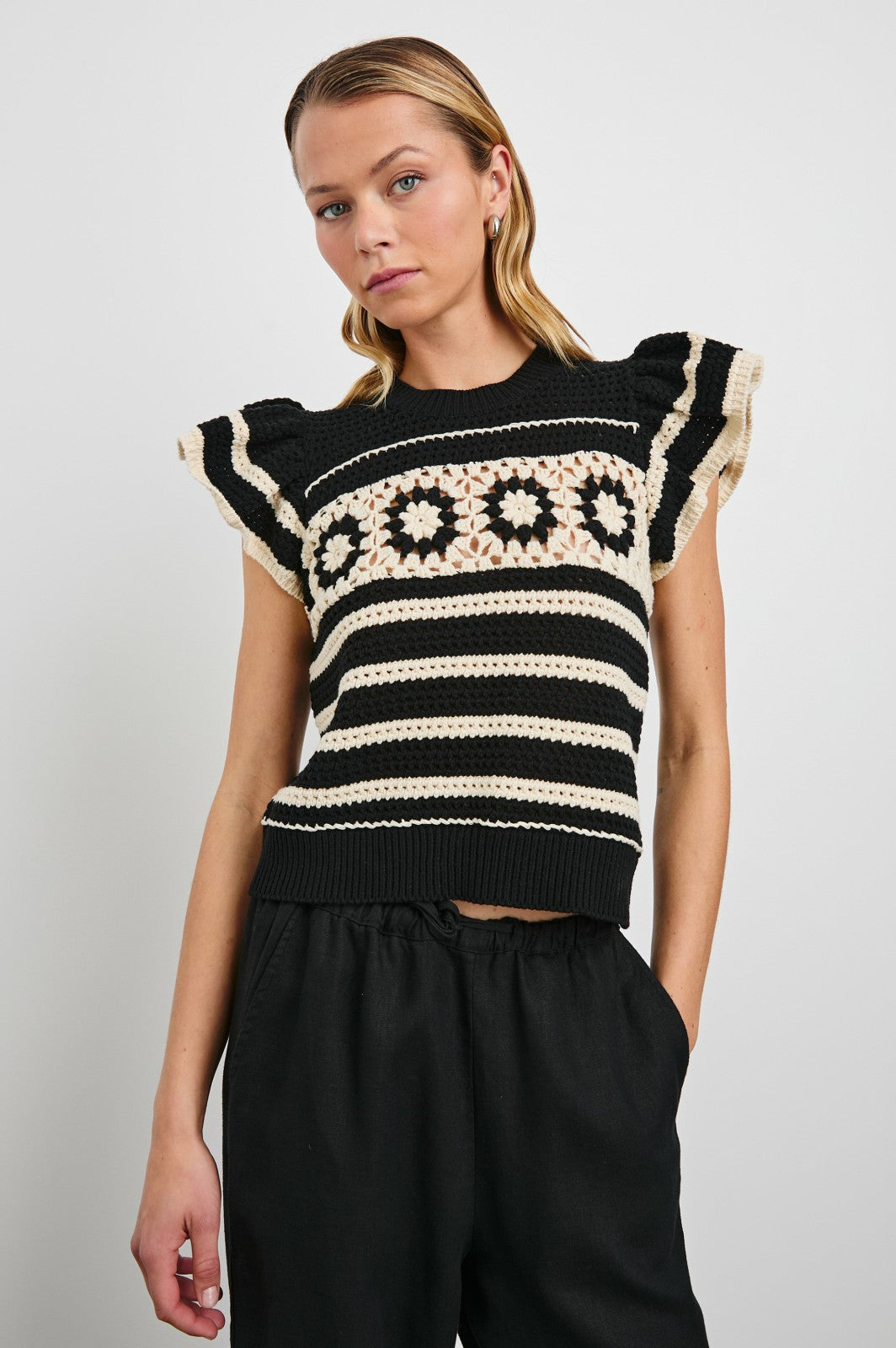 PENELOPE TOP - BLACK IVORY STRIPE| Rails near me