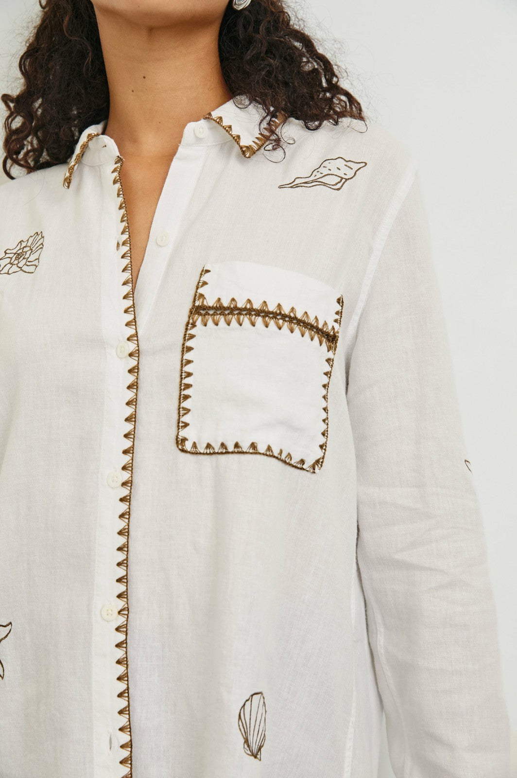 SAYA SHIRT - WHITE MARINE EMBROIDERY| Rails sale