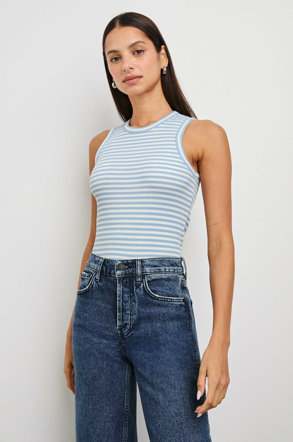 THE RACER TANK - CHAMBRAY BLUE STRIPE| Rails US