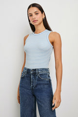 THE RACER TANK - CHAMBRAY BLUE STRIPE| Rails US