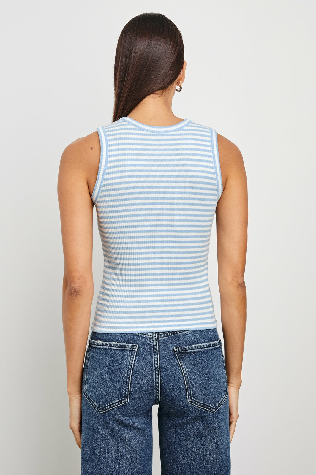 THE RACER TANK - CHAMBRAY BLUE STRIPE| Rails US