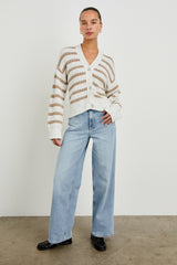 GENEVA CARDIGAN - IVORY OAT STRIPE| Rails for sale