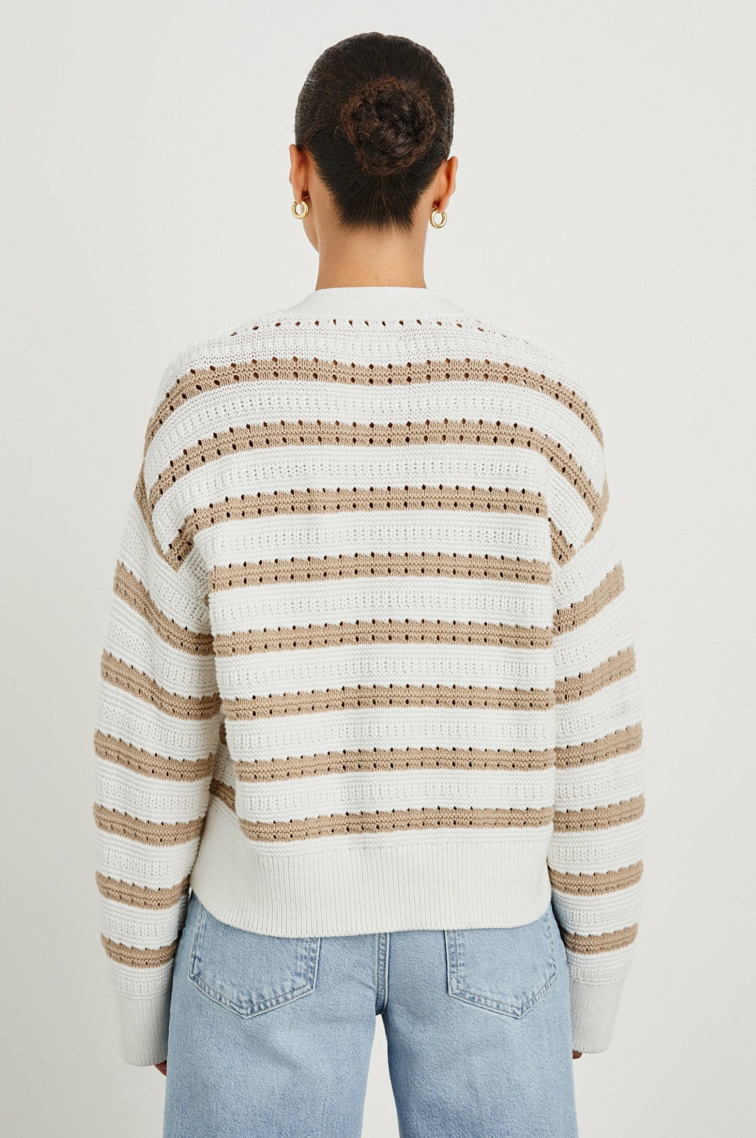 GENEVA CARDIGAN - IVORY OAT STRIPE| Rails for sale