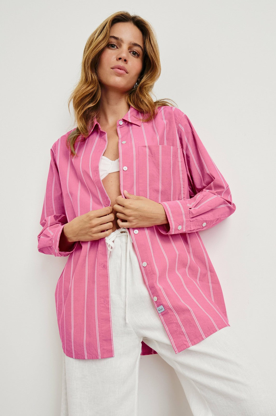ELSA SHIRT - HIBISCUS WHITE STRIPE| Rails outlet