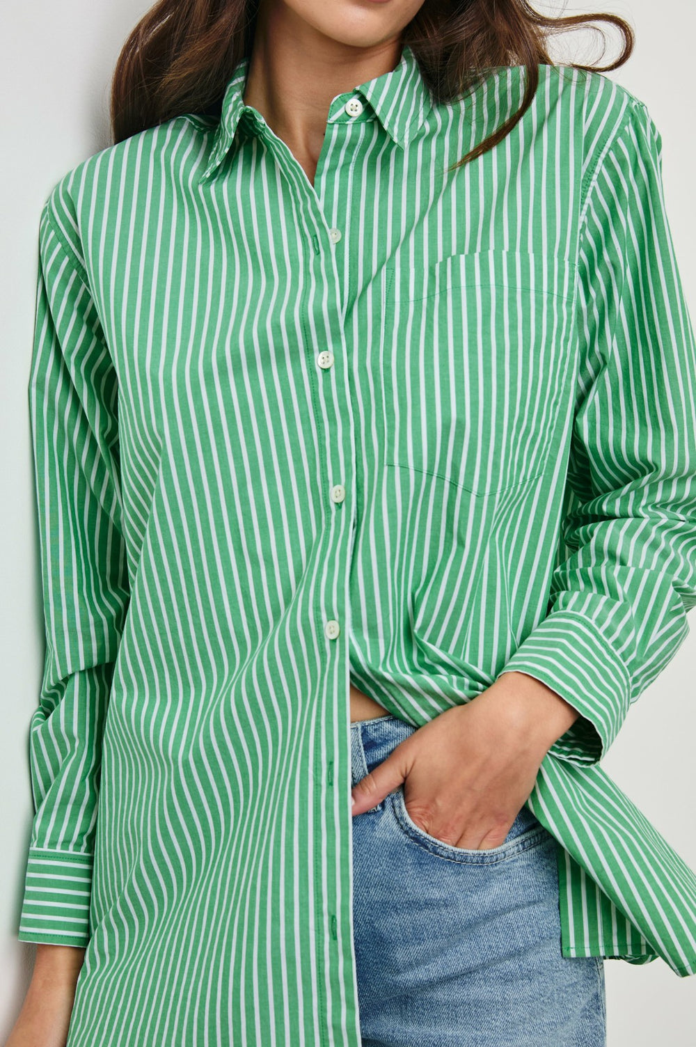 ELSA SHIRT - KELLY WHITE STRIPE| Rails online