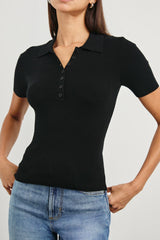 COURT POLO SHIRT - BLACK| Rails for sale
