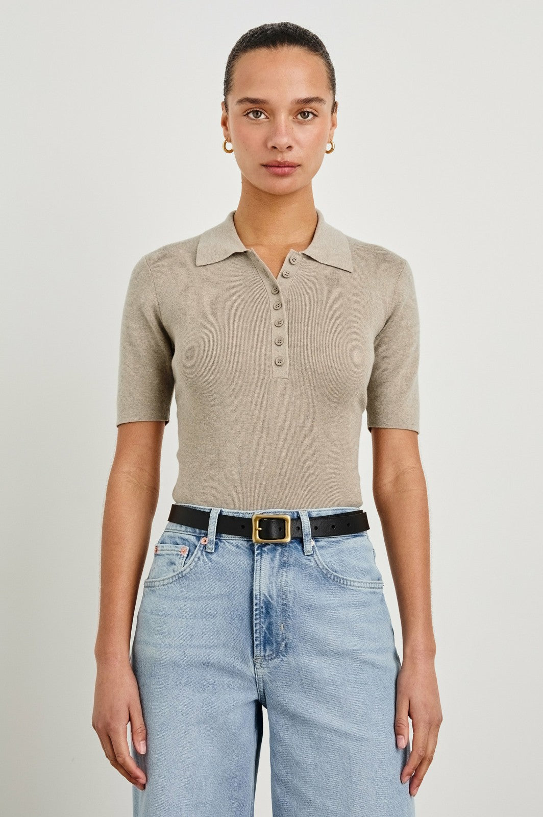 COURT POLO SHIRT - HEATHER OAT| Rails on sale