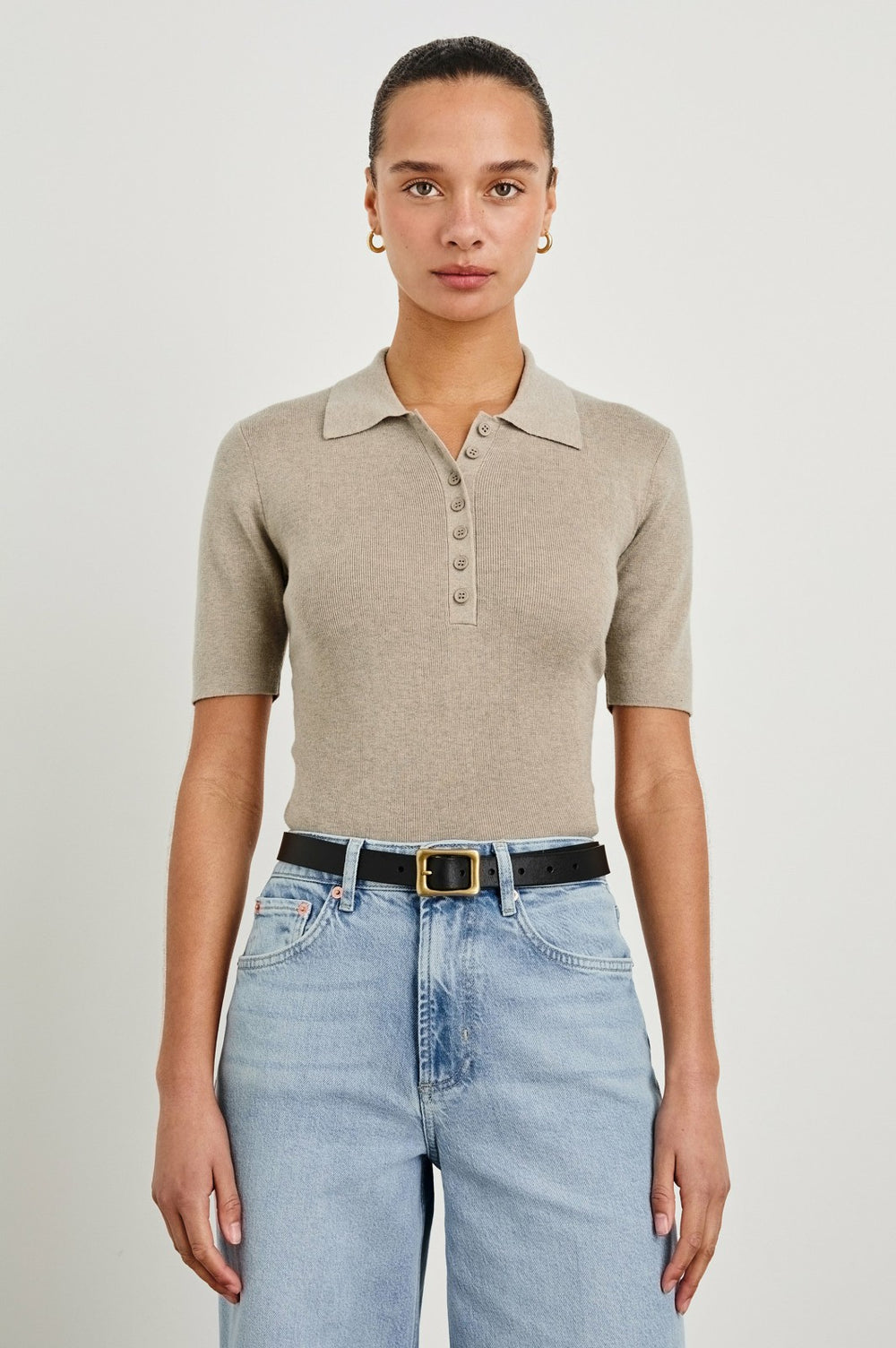 COURT POLO SHIRT - HEATHER OAT| Rails on sale