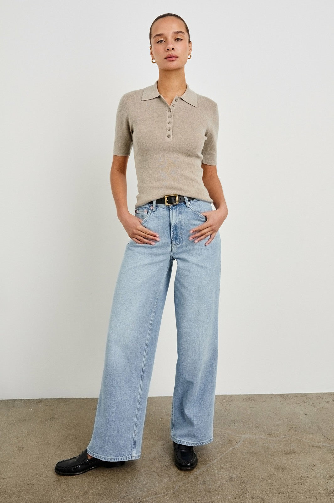 COURT POLO SHIRT - HEATHER OAT| Rails on sale