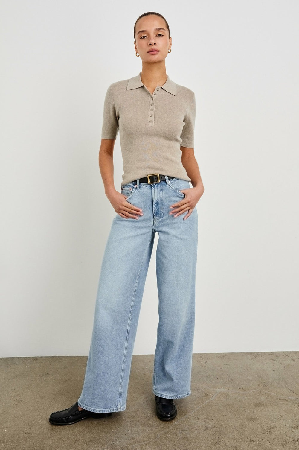 COURT POLO SHIRT - HEATHER OAT| Rails on sale
