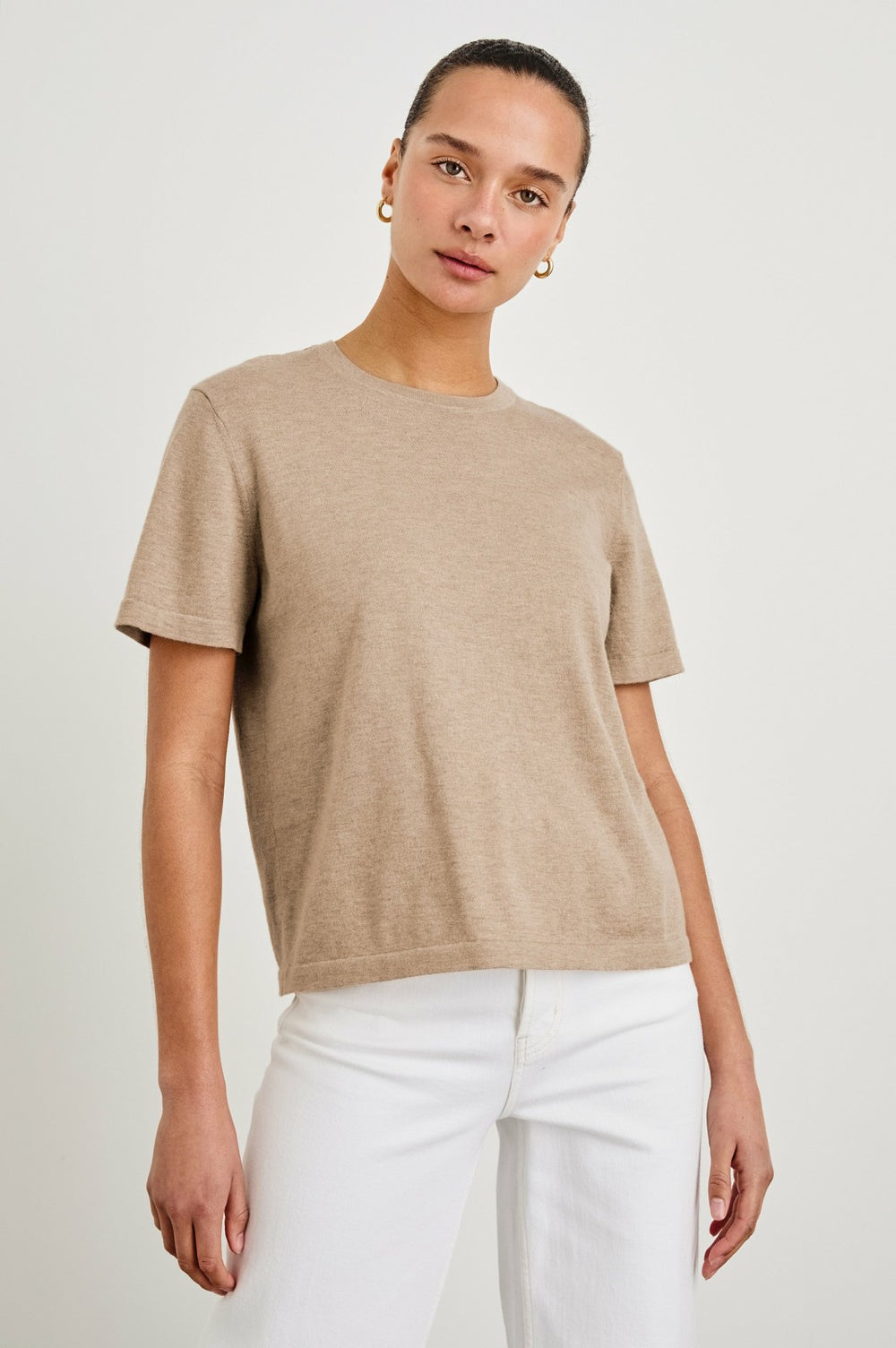 COTTON CASHMERE T-SHIRT - HEATHER OAT| Rails near me