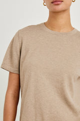 COTTON CASHMERE T-SHIRT - HEATHER OAT| Rails near me