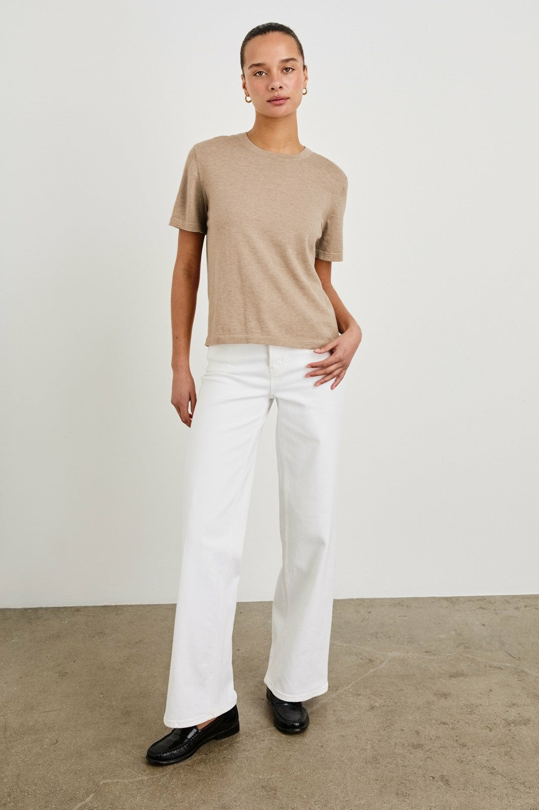 COTTON CASHMERE T-SHIRT - HEATHER OAT| Rails near me