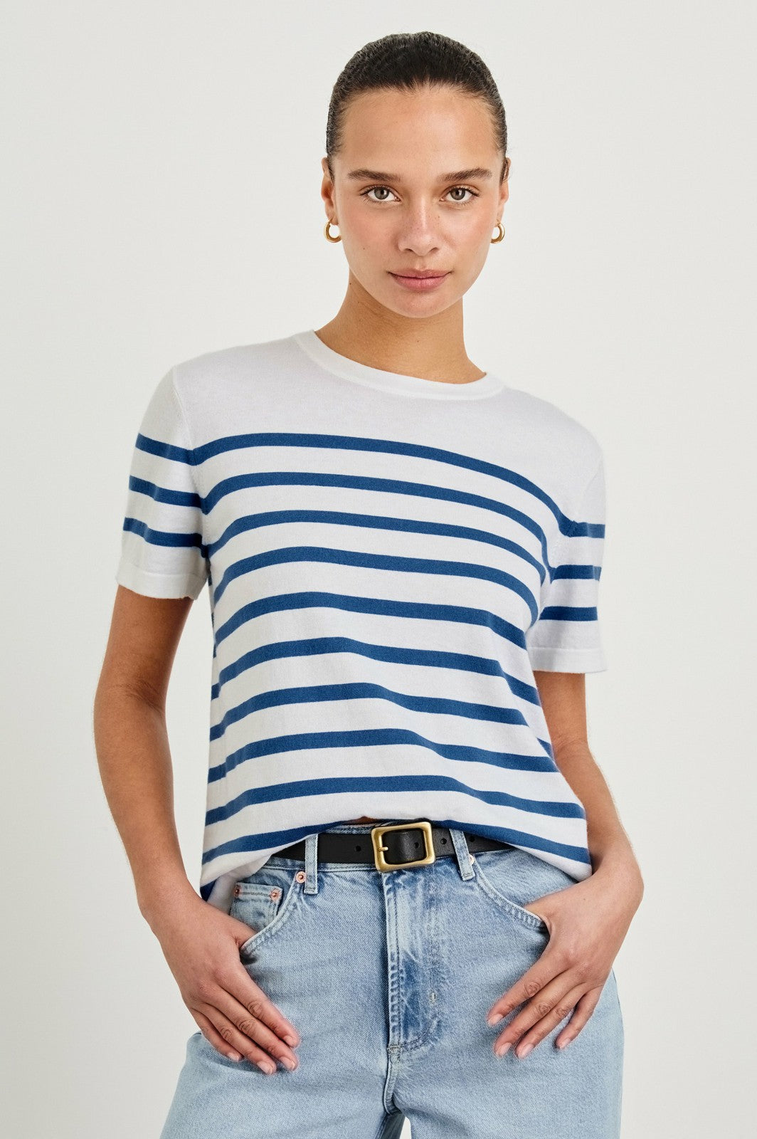 COTTON CASHMERE T-SHIRT - SAILOR STRIPE| Rails outlet