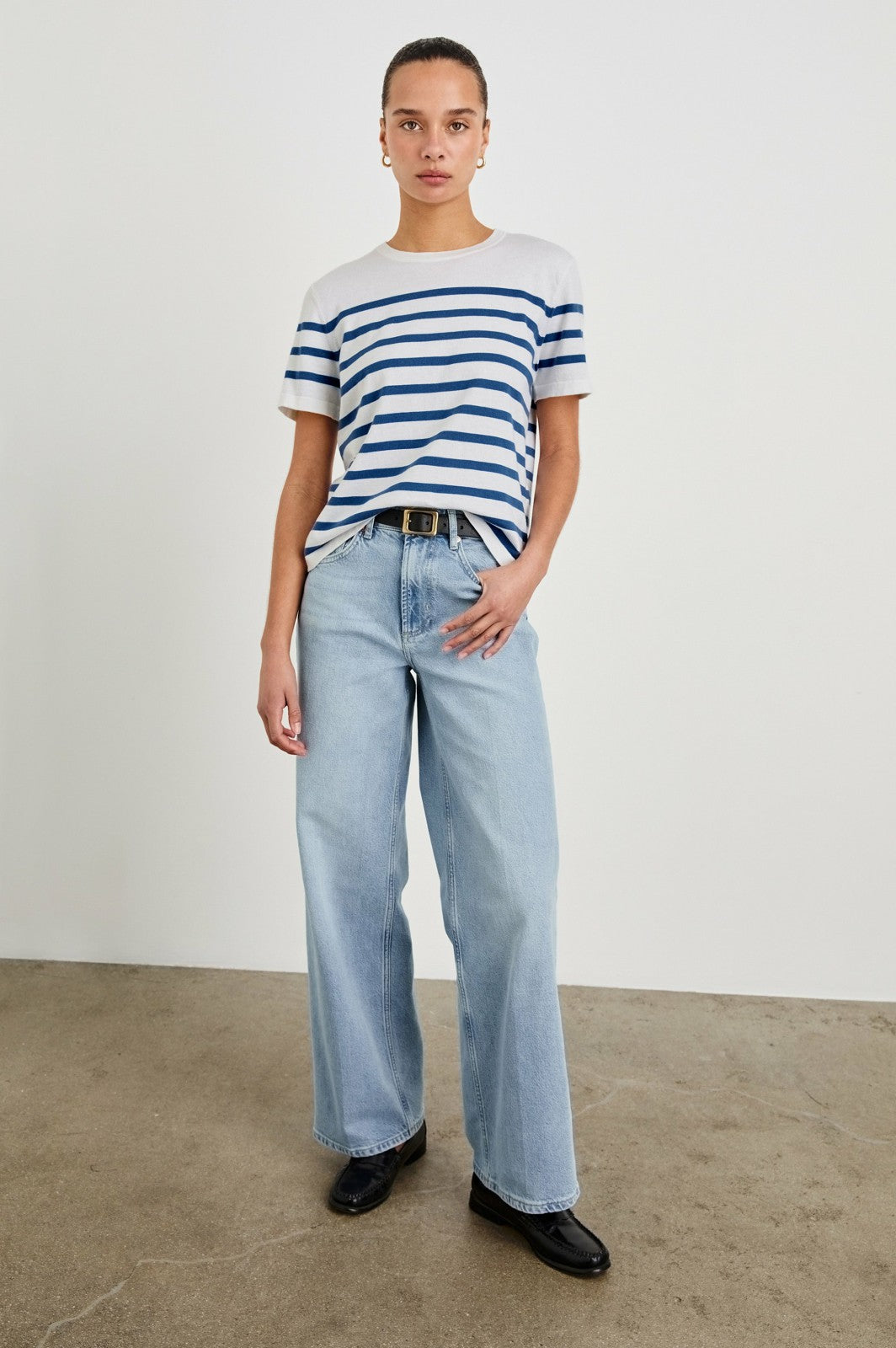 COTTON CASHMERE T-SHIRT - SAILOR STRIPE| Rails outlet