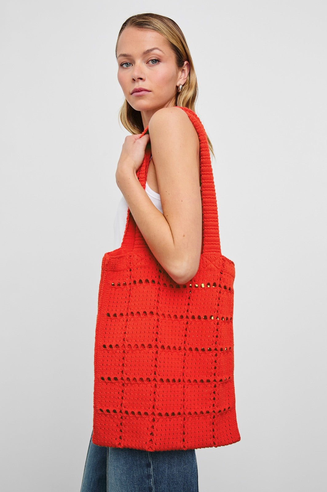 CROCHET TOTE - CHERRY| Rails outlet
