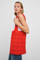 CROCHET TOTE - CHERRY| Rails outlet