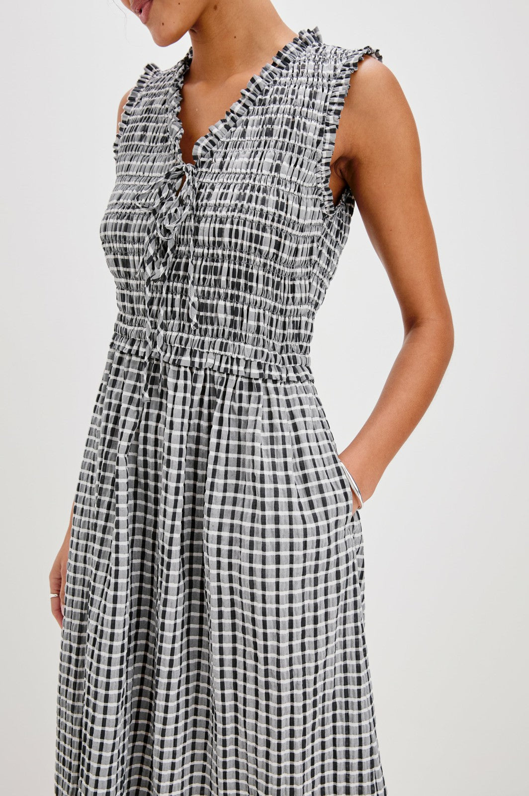ADINE DRESS - ASH SEERSUCKER| Rails sale
