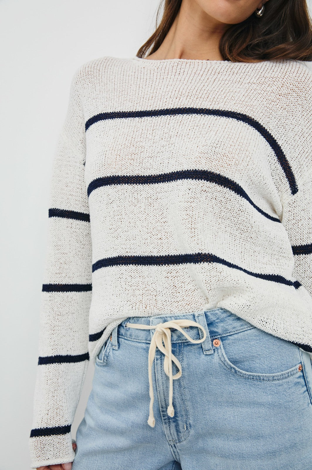 EVANGELINE SWEATER - NAVY WHITE STRIPE| Rails near me
