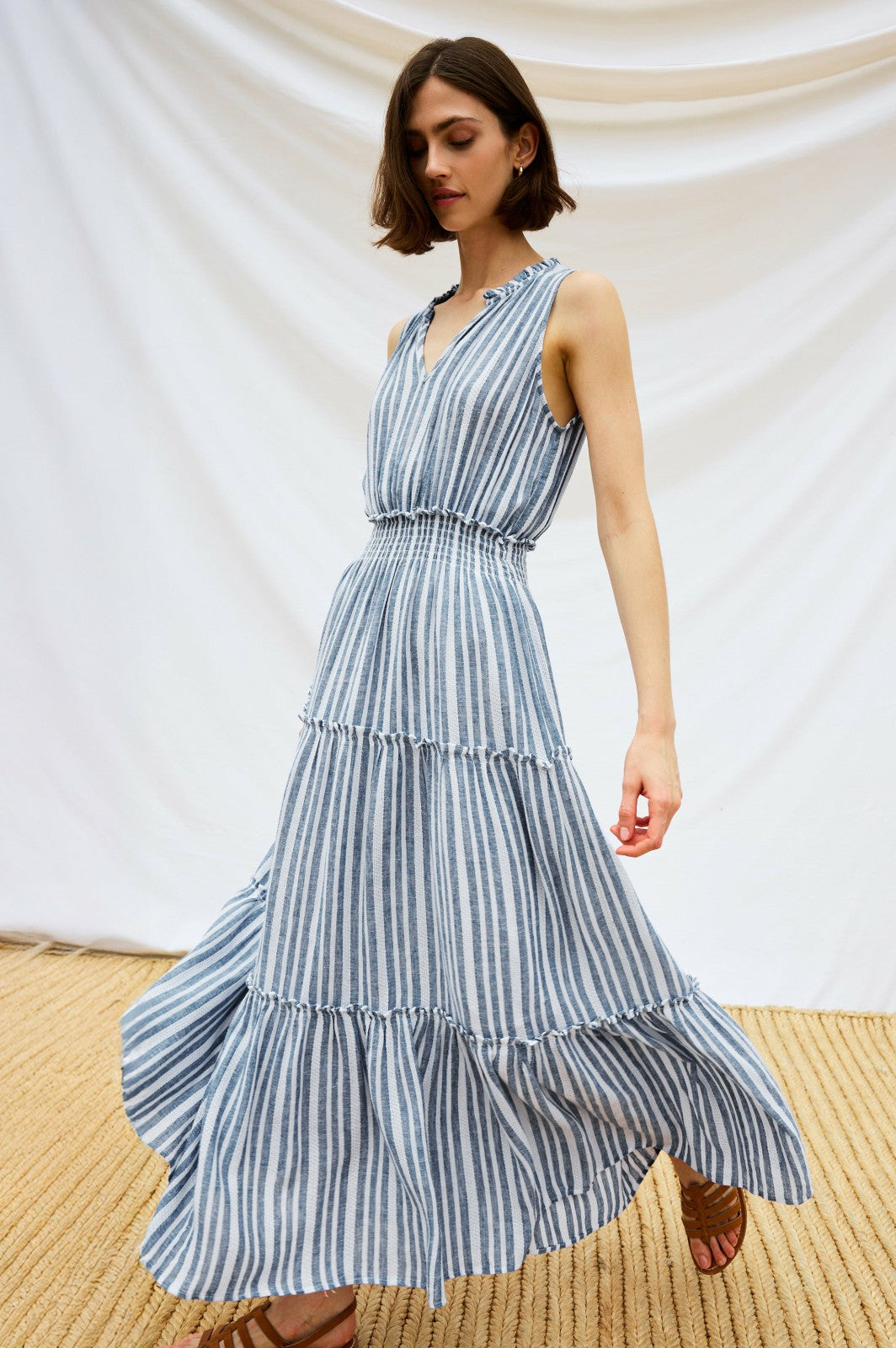 LOULOU DRESS - JALISCO STRIPE| Rails outlet