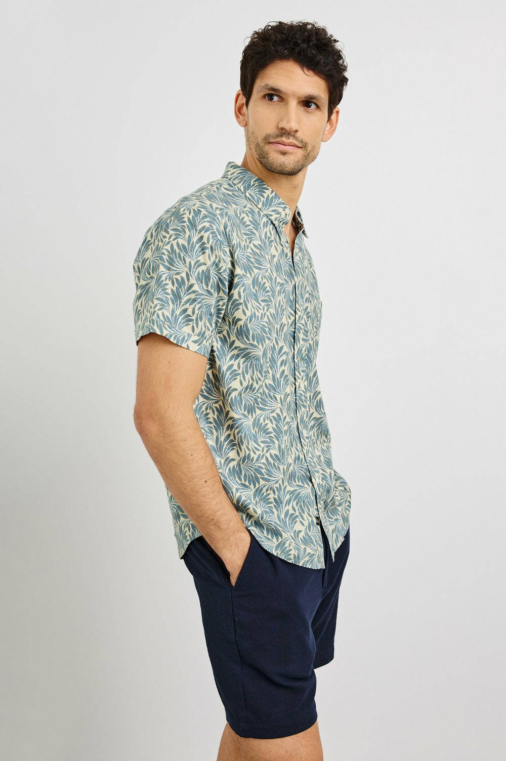 CARSON SHIRT - ECRU BANANA LEAF| Rails sale