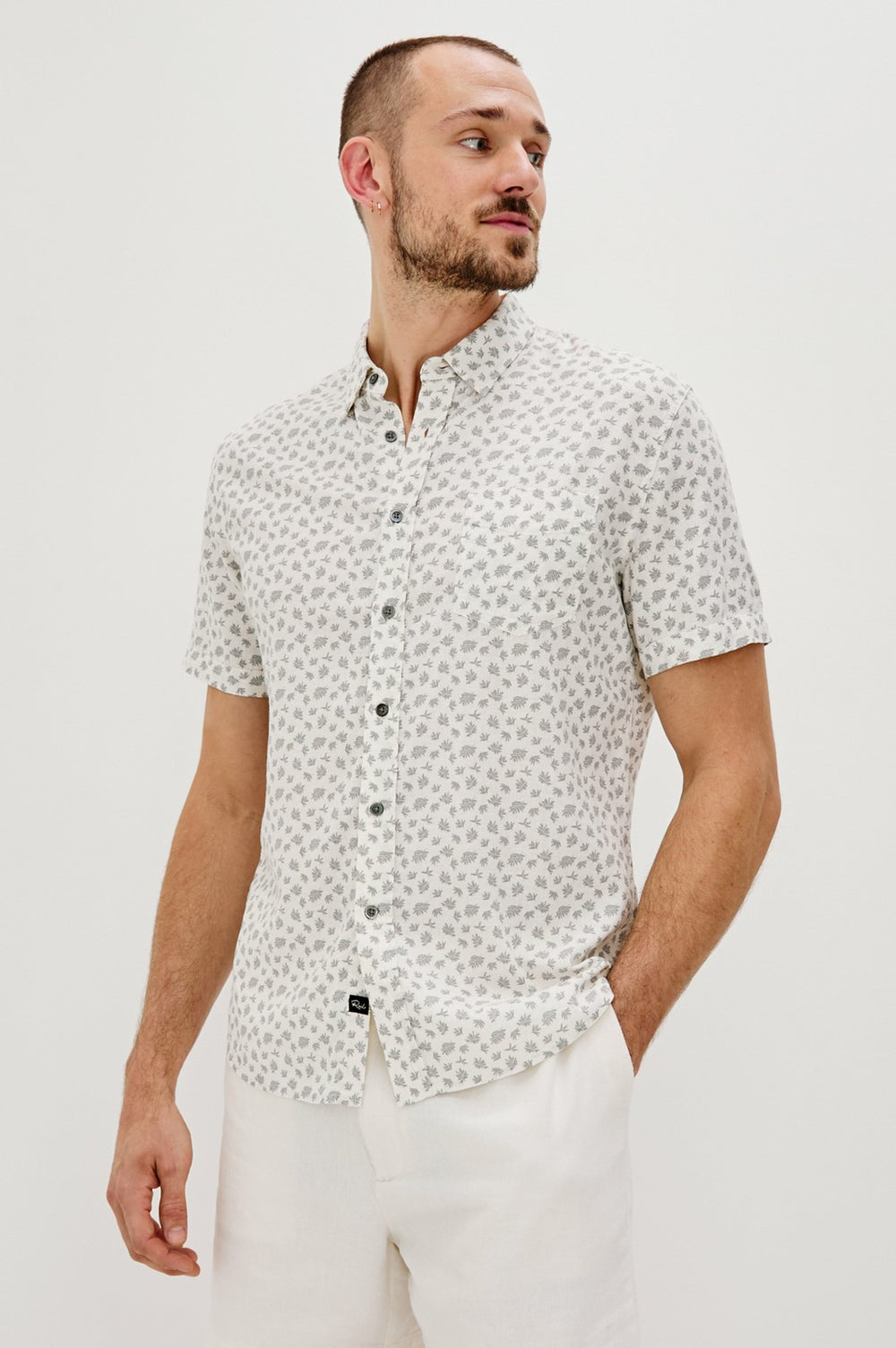 CARSON SHIRT - NERVOUS LEAF WHITE| Rails near me