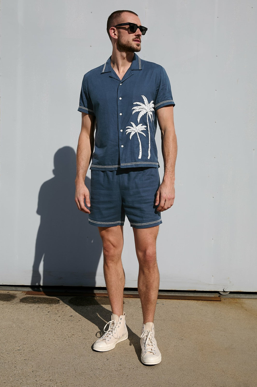 GIBSON SHIRT - NAVY WHITE PALM| Rails sale