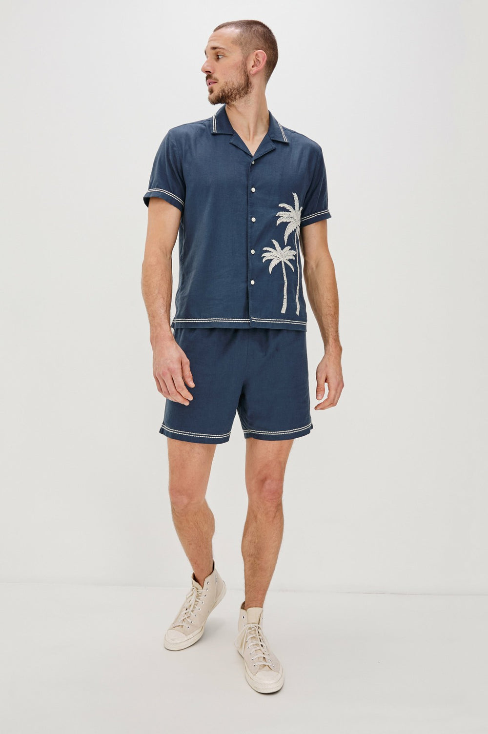 GIBSON SHIRT - NAVY WHITE PALM| Rails sale
