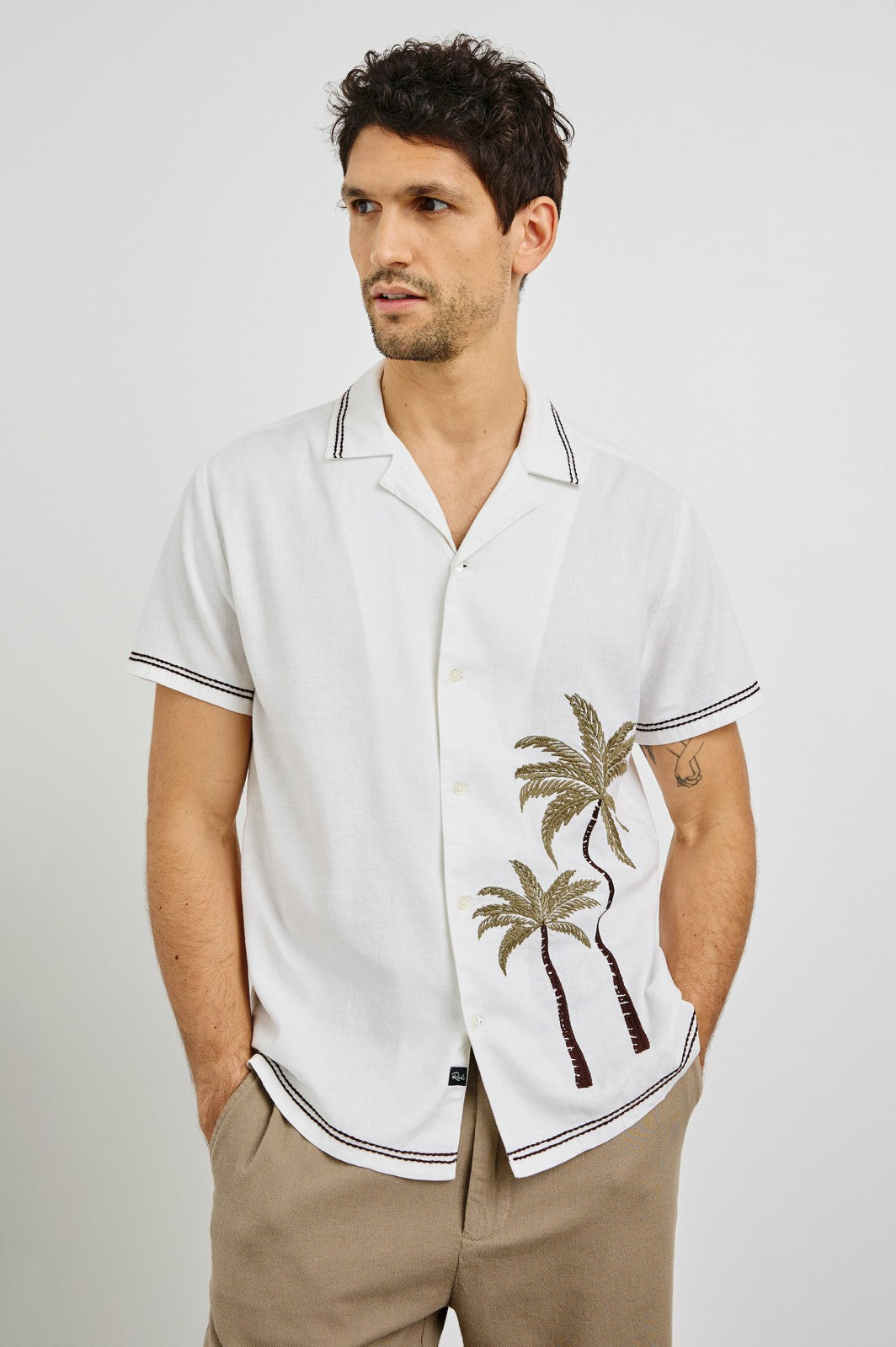 GIBSON SHIRT - WHITE BROWN PALM| Rails outlet