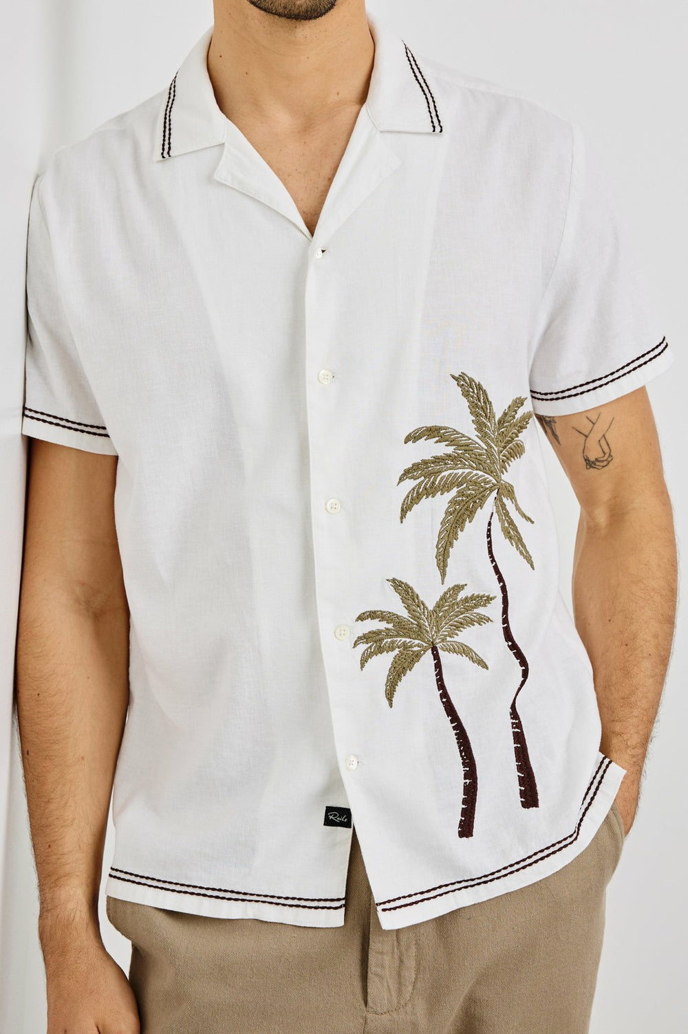 GIBSON SHIRT - WHITE BROWN PALM| Rails outlet