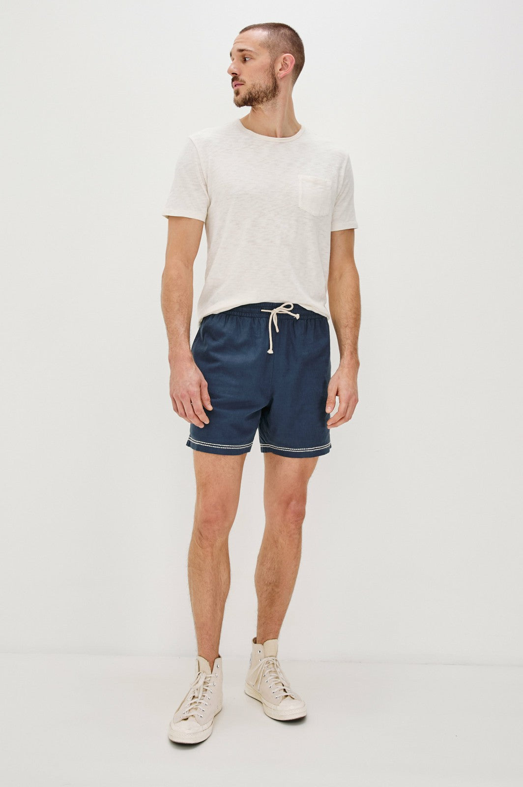 HUDSON SHORT - NAVY WHITE PALM| Rails online