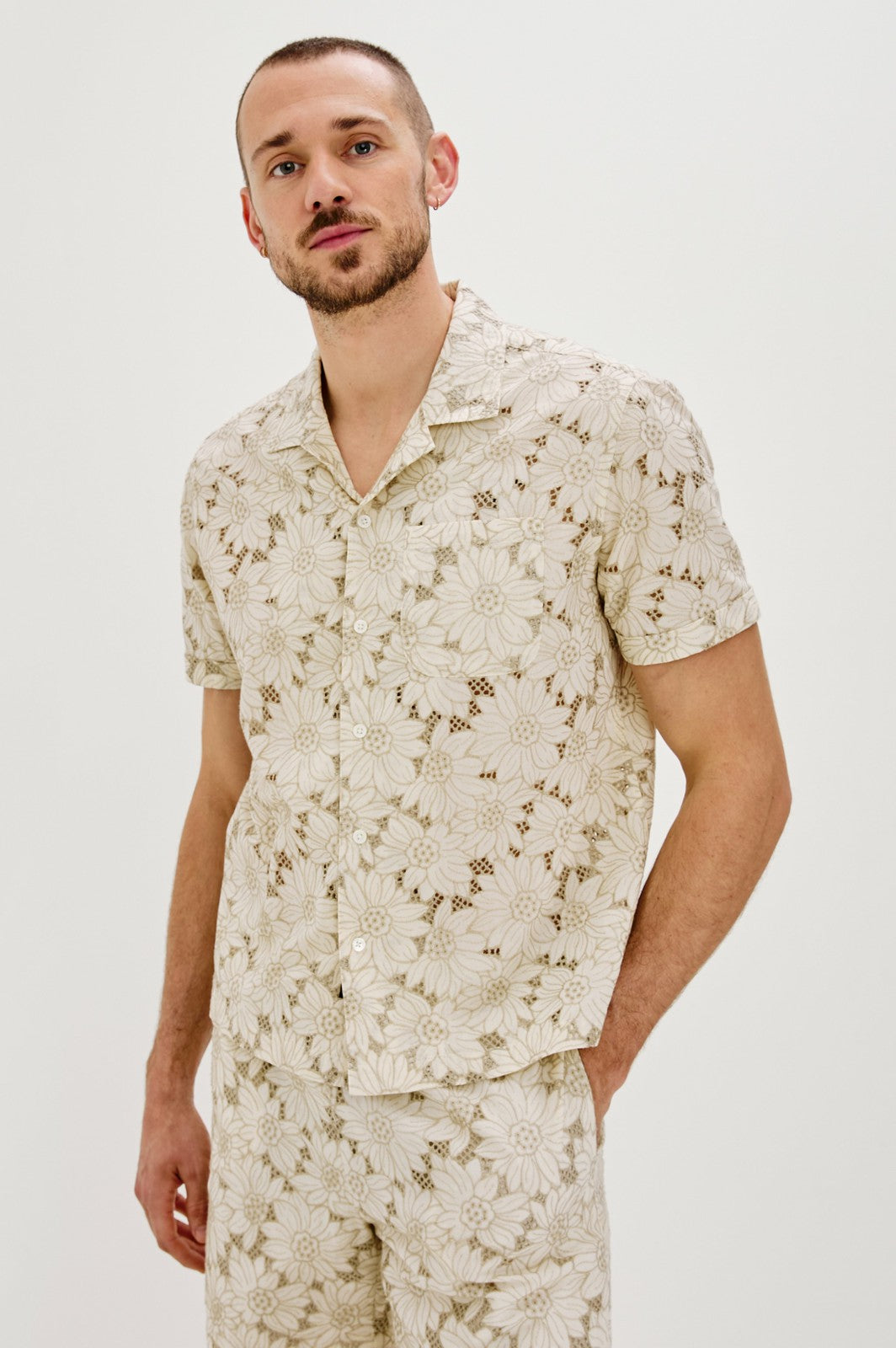 TYLER SHIRT - KHAKI WHITE SUNFLOWER| Rails US