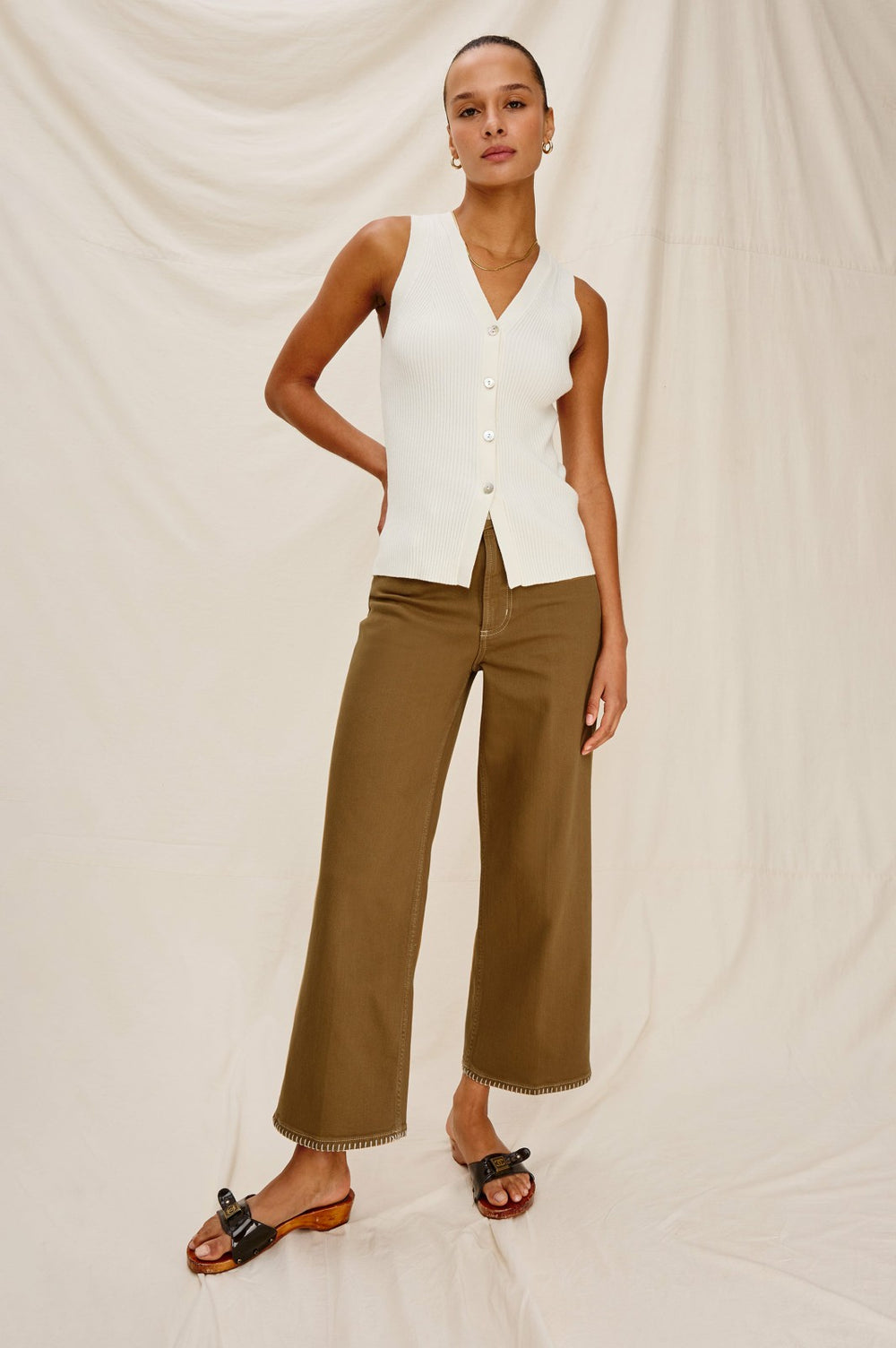 GETTY CROP WIDE LEG - SAFARI EMBROIDERED| Rails online