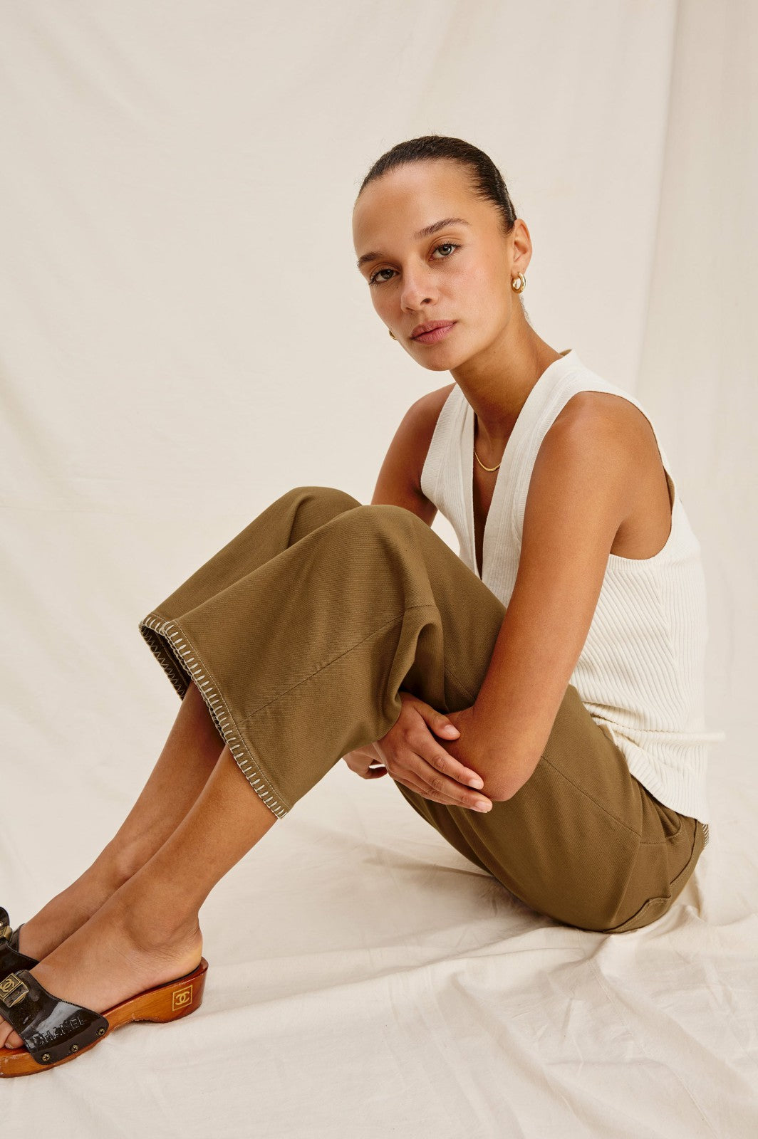GETTY CROP WIDE LEG - SAFARI EMBROIDERED| Rails online