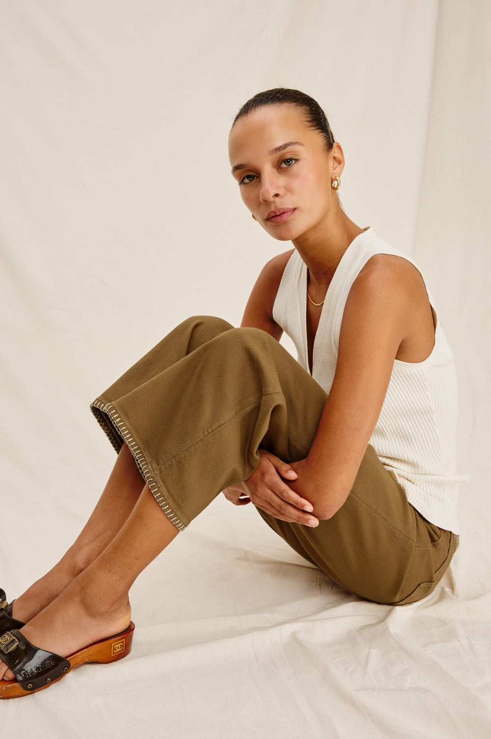 GETTY CROP WIDE LEG - SAFARI EMBROIDERED| Rails online