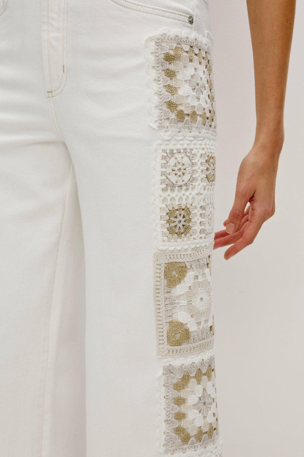GETTY CROP WIDE LEG - VINTAGE ECRU CROCHET| Rails discount