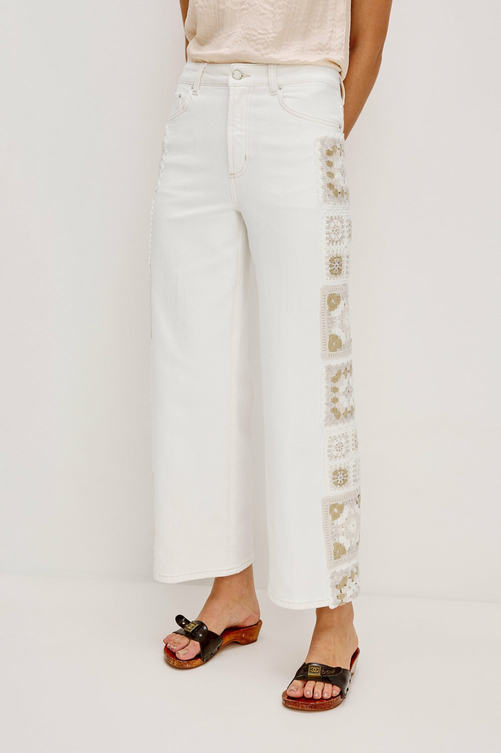 GETTY CROP WIDE LEG - VINTAGE ECRU CROCHET| Rails discount