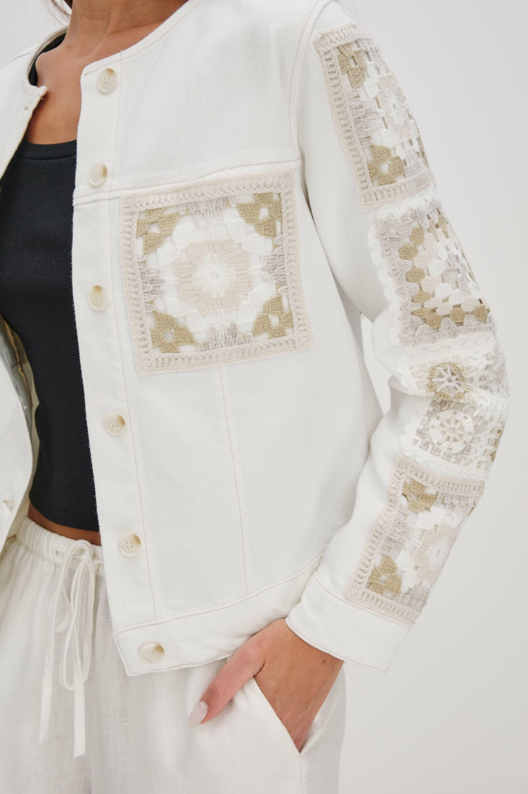 LIDO JACKET - VINTAGE ECRU CROCHET| Rails near me