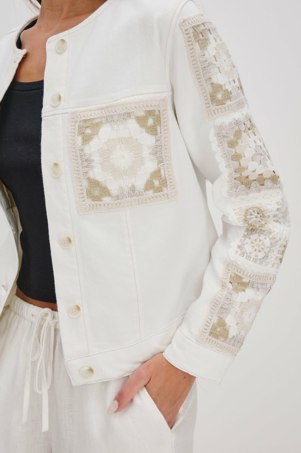 LIDO JACKET - VINTAGE ECRU CROCHET| Rails near me