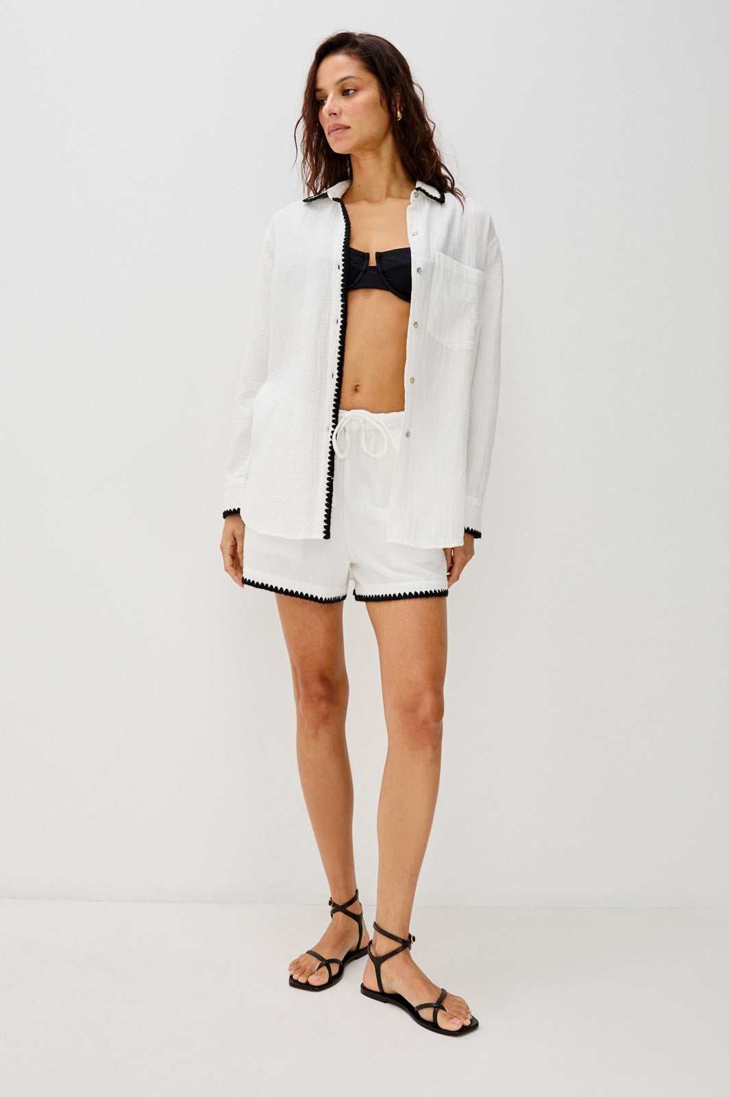 RAILS X LSPACE SUNNY SHORT - BLACK BLANKET STITCH| Rails outlet