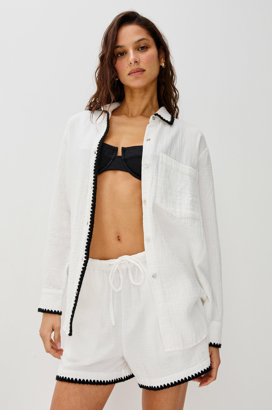 RAILS X LSPACE SUNNY SHORT - BLACK BLANKET STITCH| Rails outlet