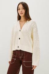 GENEVA CARDIGAN - IVORY PATCHWORK POINTELLE| Rails outlet