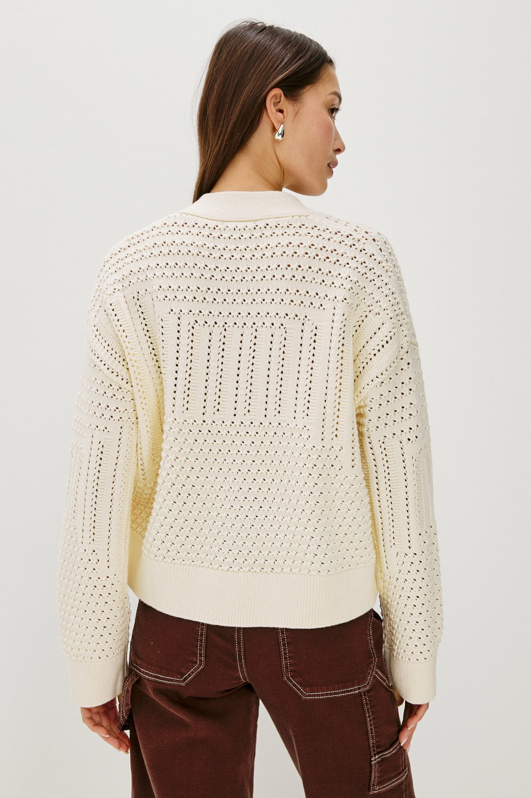 GENEVA CARDIGAN - IVORY PATCHWORK POINTELLE| Rails outlet