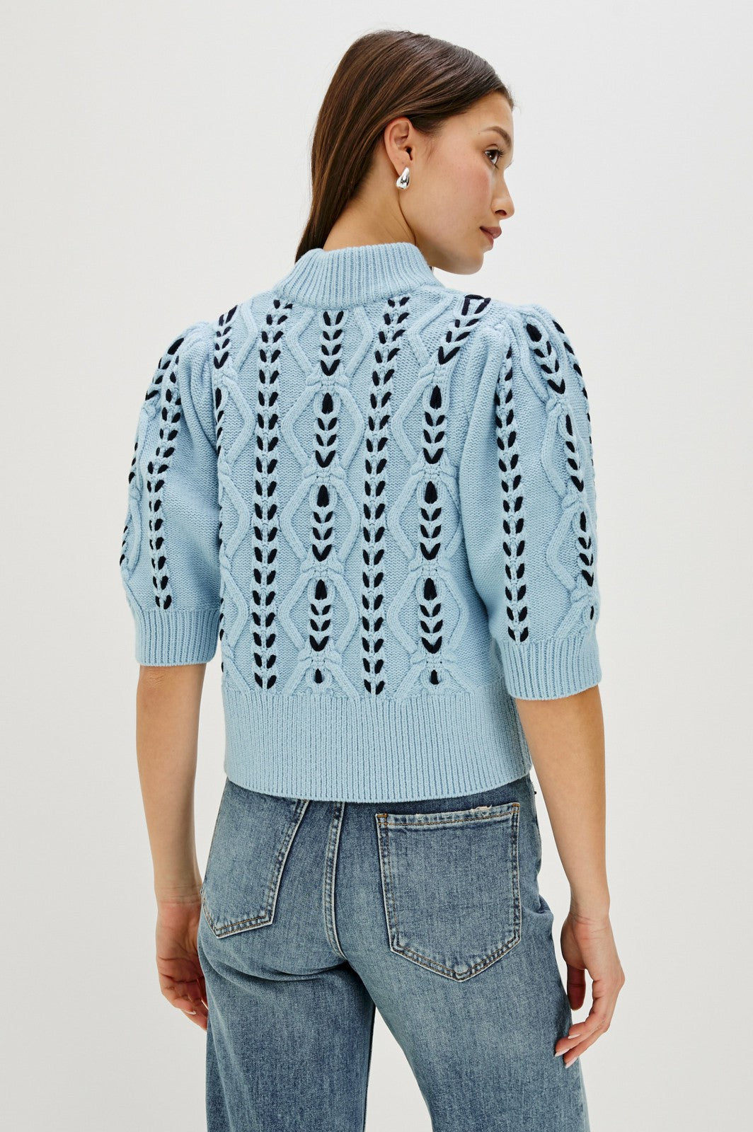 ADDY SWEATER - SKY NAVY CABLES| Rails US