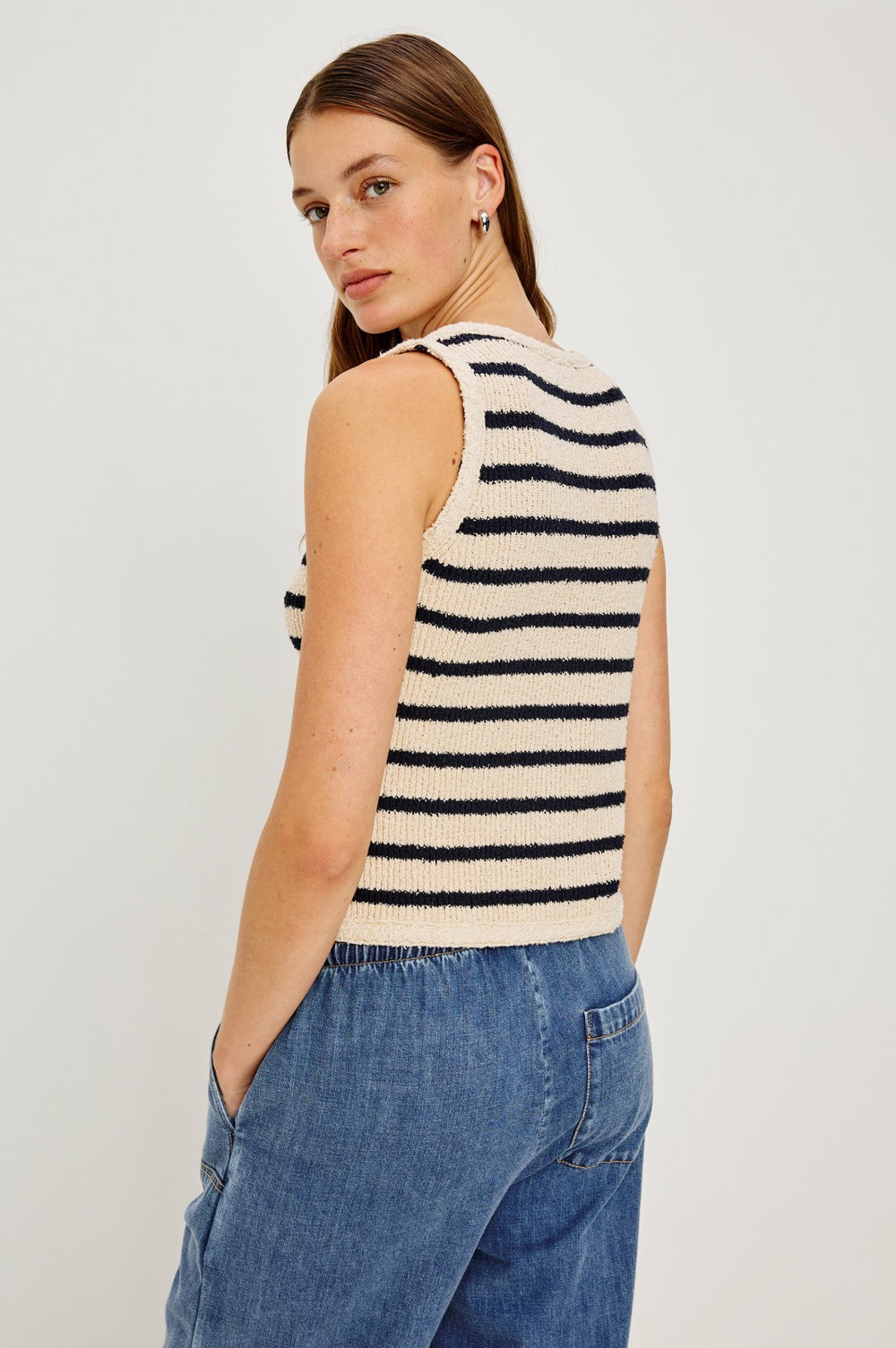SADE VEST - IVORY NAVY STRIPE| Rails online