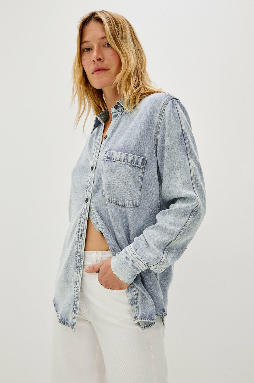 ATTICUS SHIRT - BLEACHED INDIGO| Rails discount