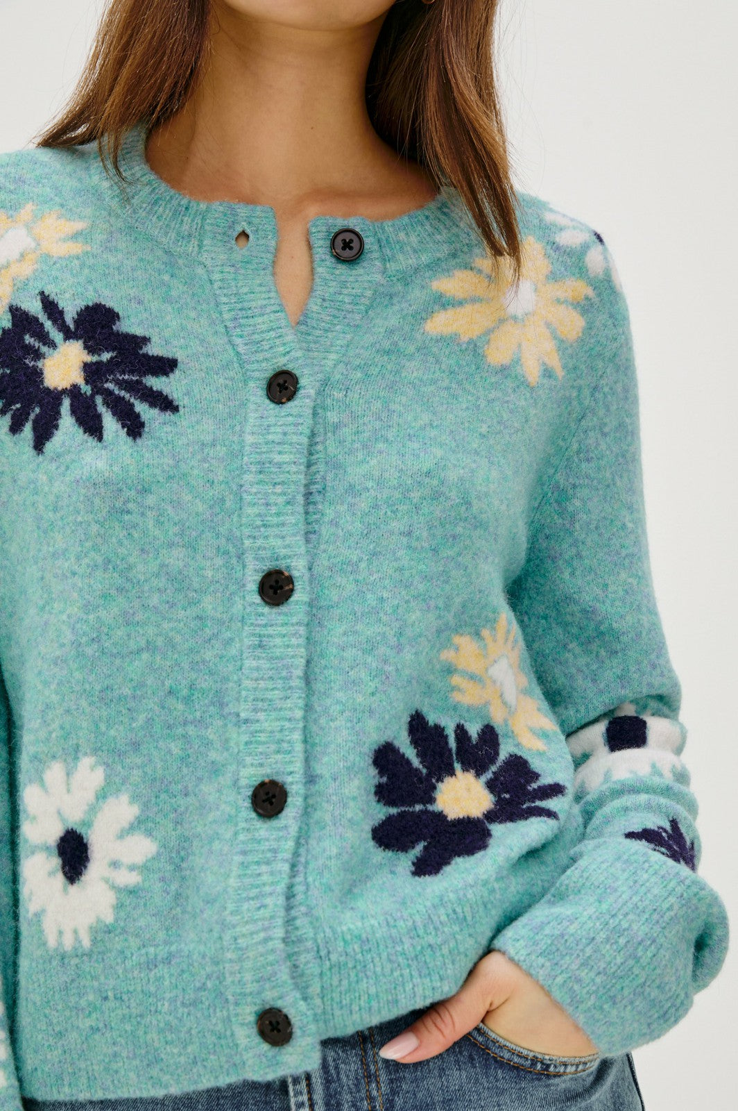 MILLIE CARDIGAN - HEATHER TEAL| Rails near me